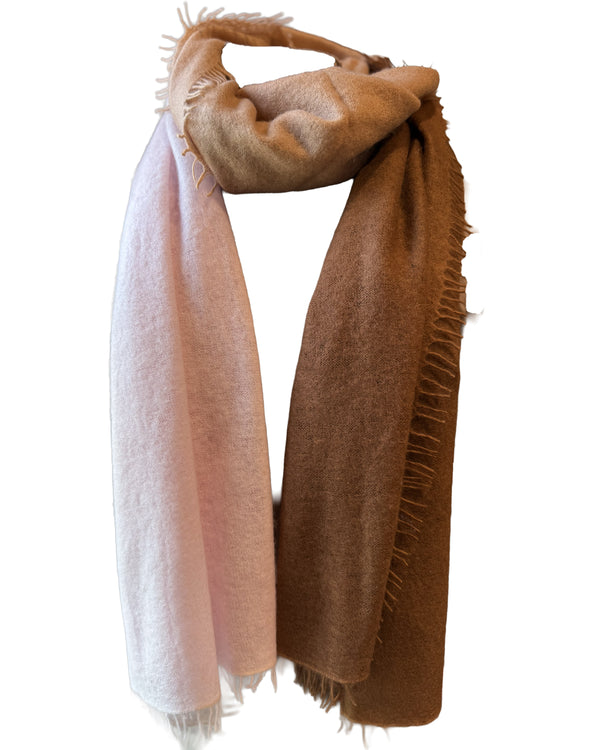 Cashmere Vertical Shading Stole | Pink to Beige to Brown