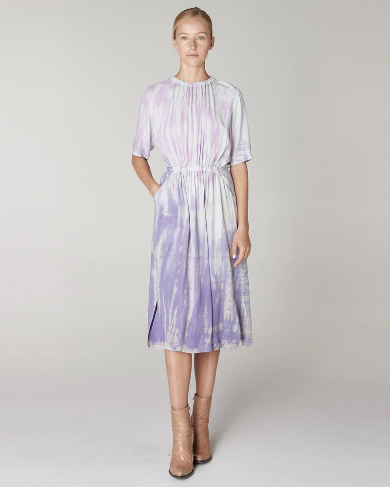 Lavender Treatment Short Sleeve Tatiana Dress