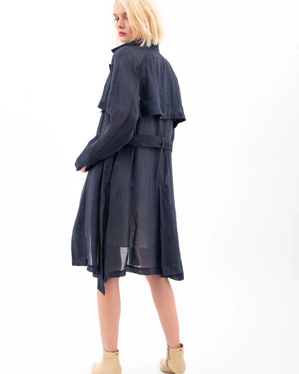 Vihana Sheer Trench Coat | Indigo