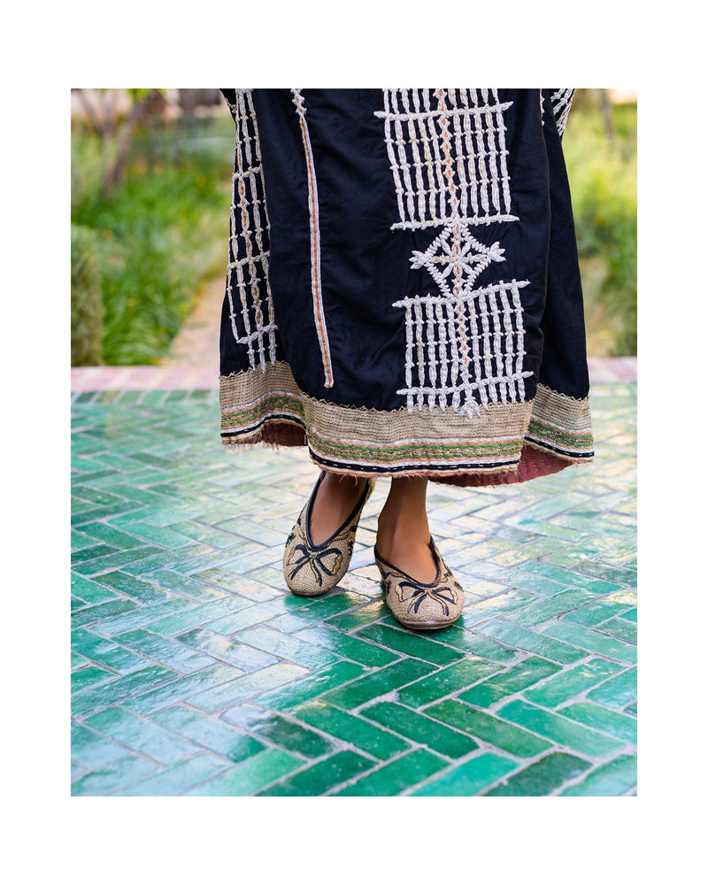 woman wearing Meher Kakalia Queen Darcy in Jute Natural at well heeled boutique in stowe vt