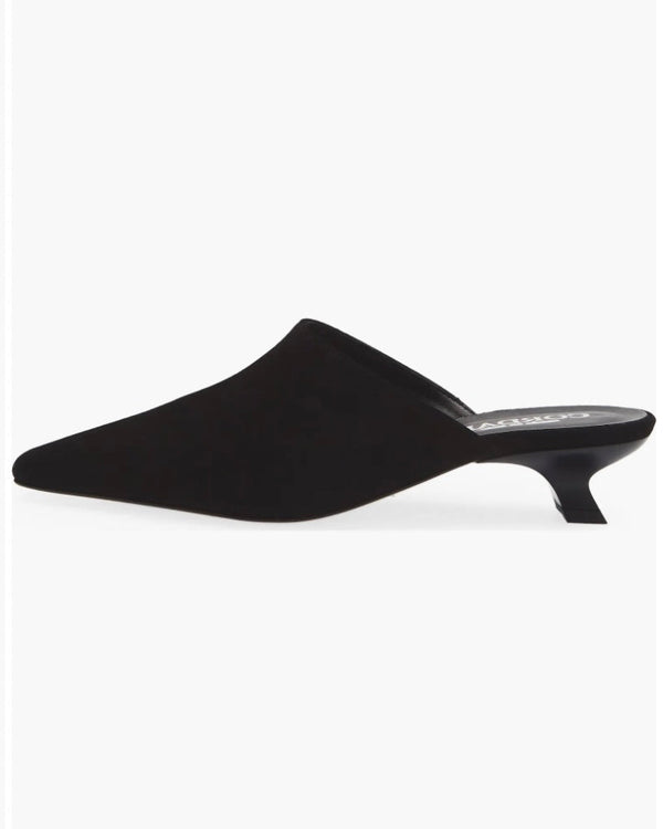 Ronan Kitten Heel Slide - Black Suede