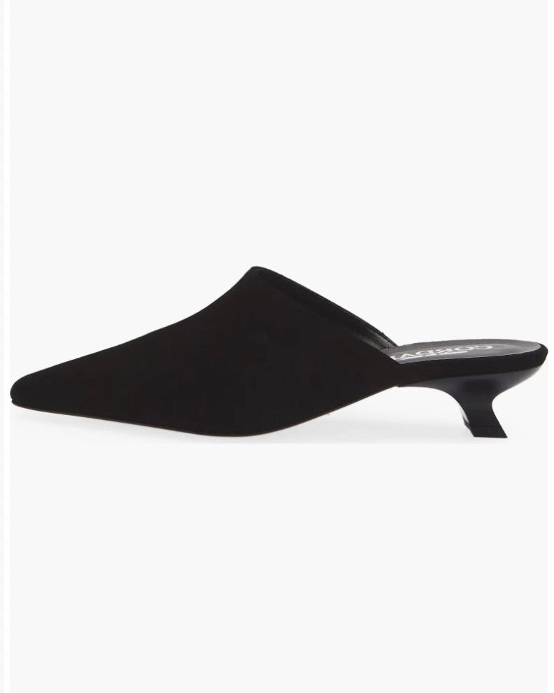 Ronan Kitten Heel Slide - Black Suede