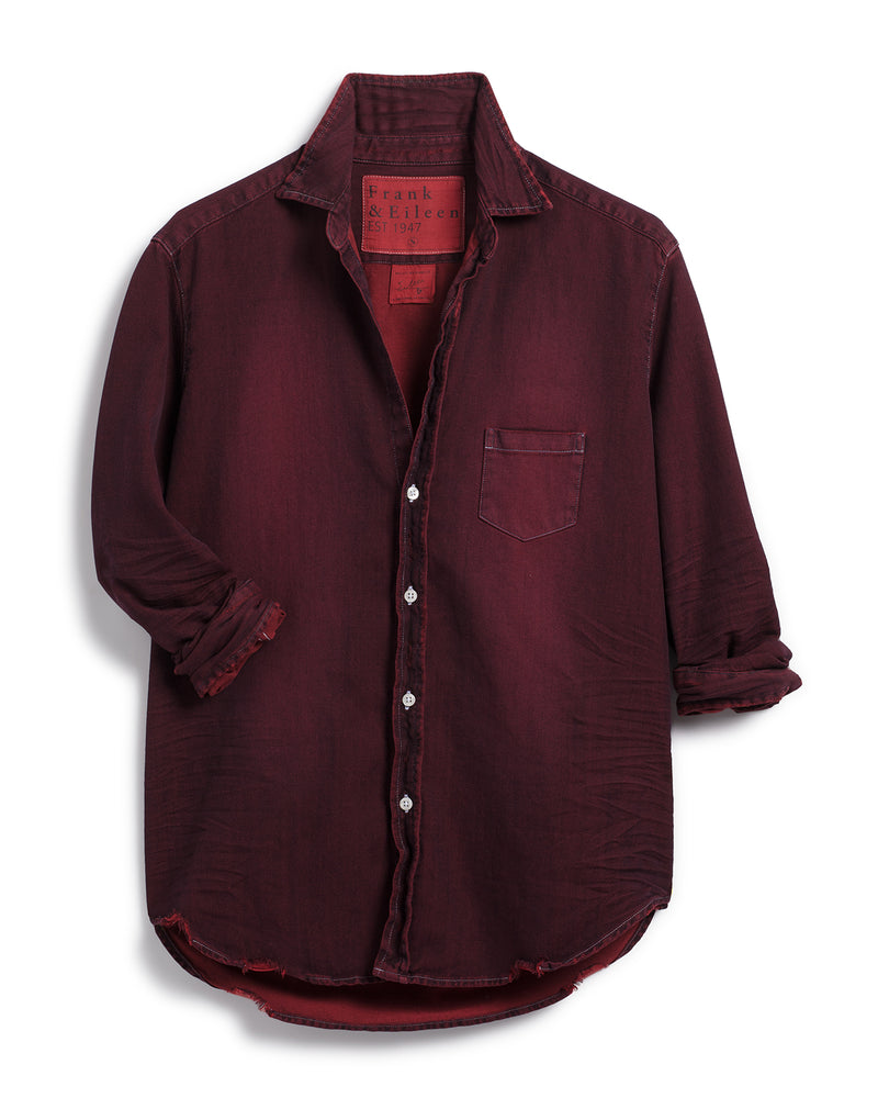Eileen Overdyed Denim Button Down | Indigo Red