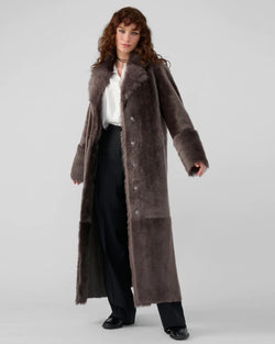 Reece Reversible Shearling Maxi Coat | Stone