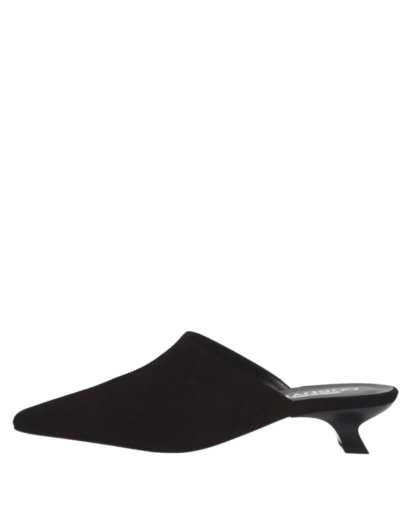 Ronan Kitten Heel Slide - Black Suede