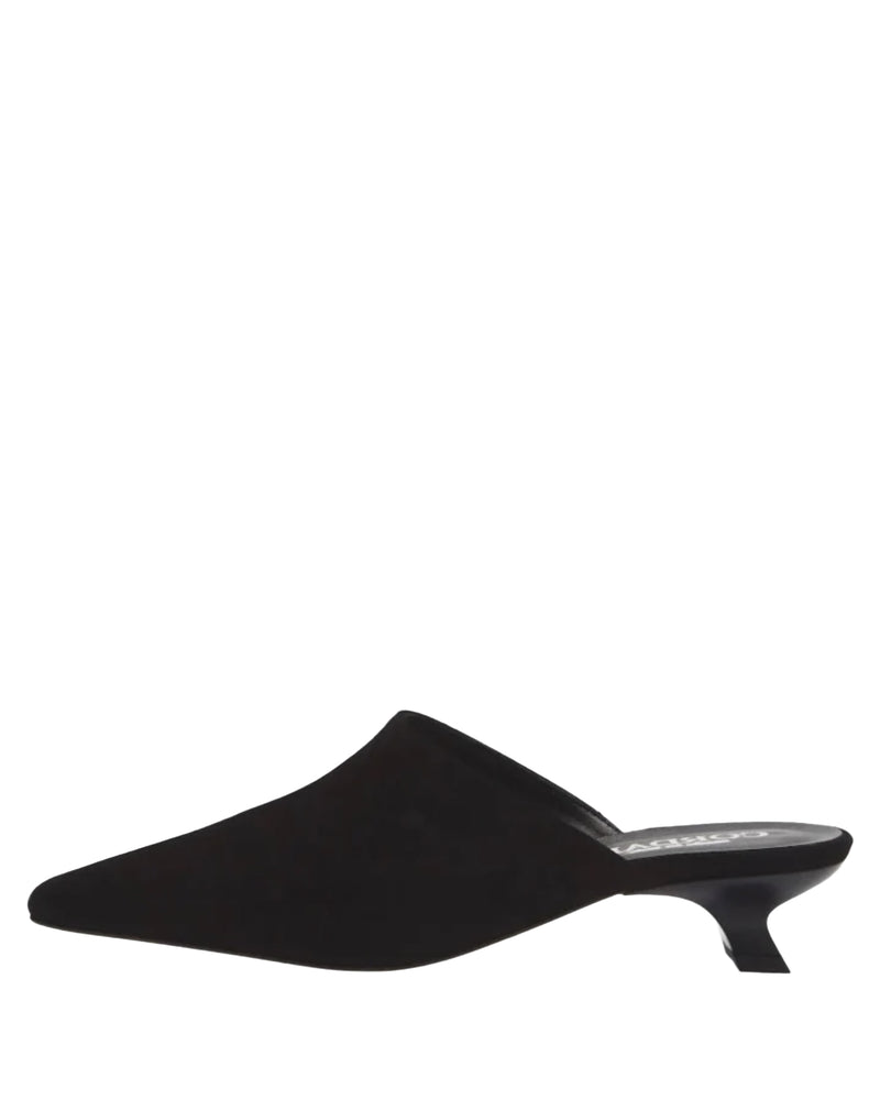 Ronan Kitten Heel Slide - Black Suede