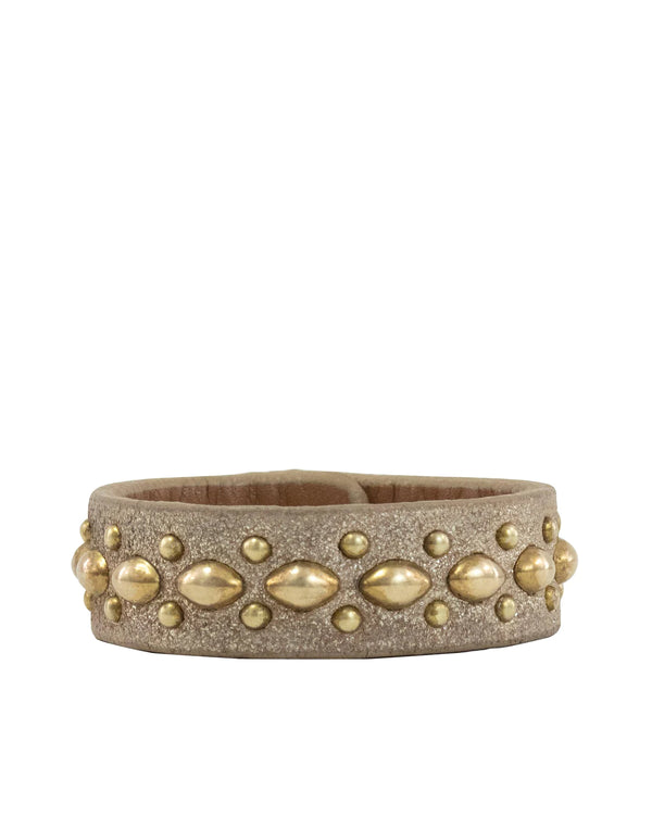 Rosa .75" Leather Studded Bracelet | Gold
