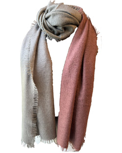 Cashmere Vertical Shading Stole | Grey to Rose Brown to Whitewash