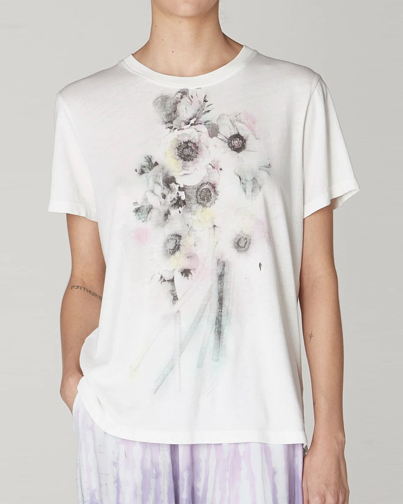 White Flower Screen Print Betty Tee