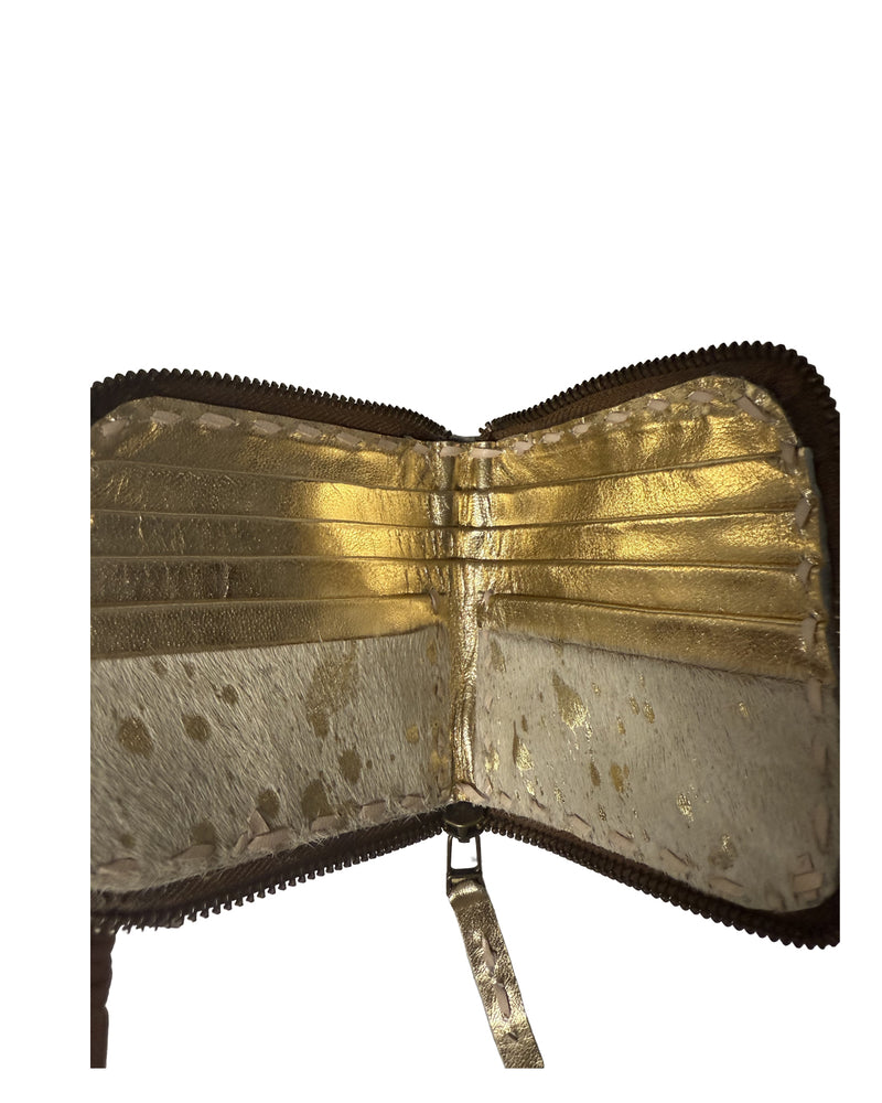 inside of Studio Caleidoscope Ruby Wallet in Gold