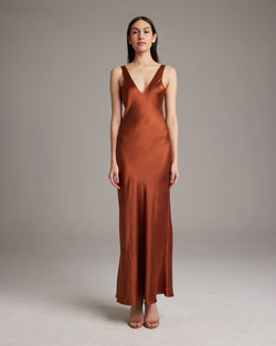 Double V Bias Dress | Rust Well Heeled Double V Bias Dress | Rust Well Heeled