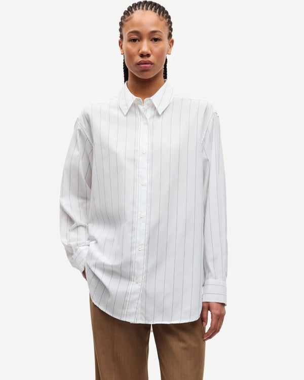 Salova Shirt | White Pin Stripe