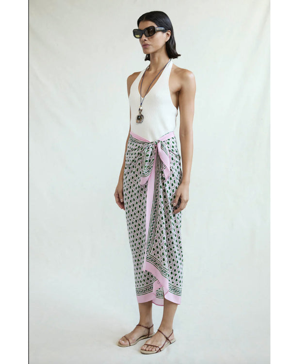 Watercolor Tile Print Sarong - Green