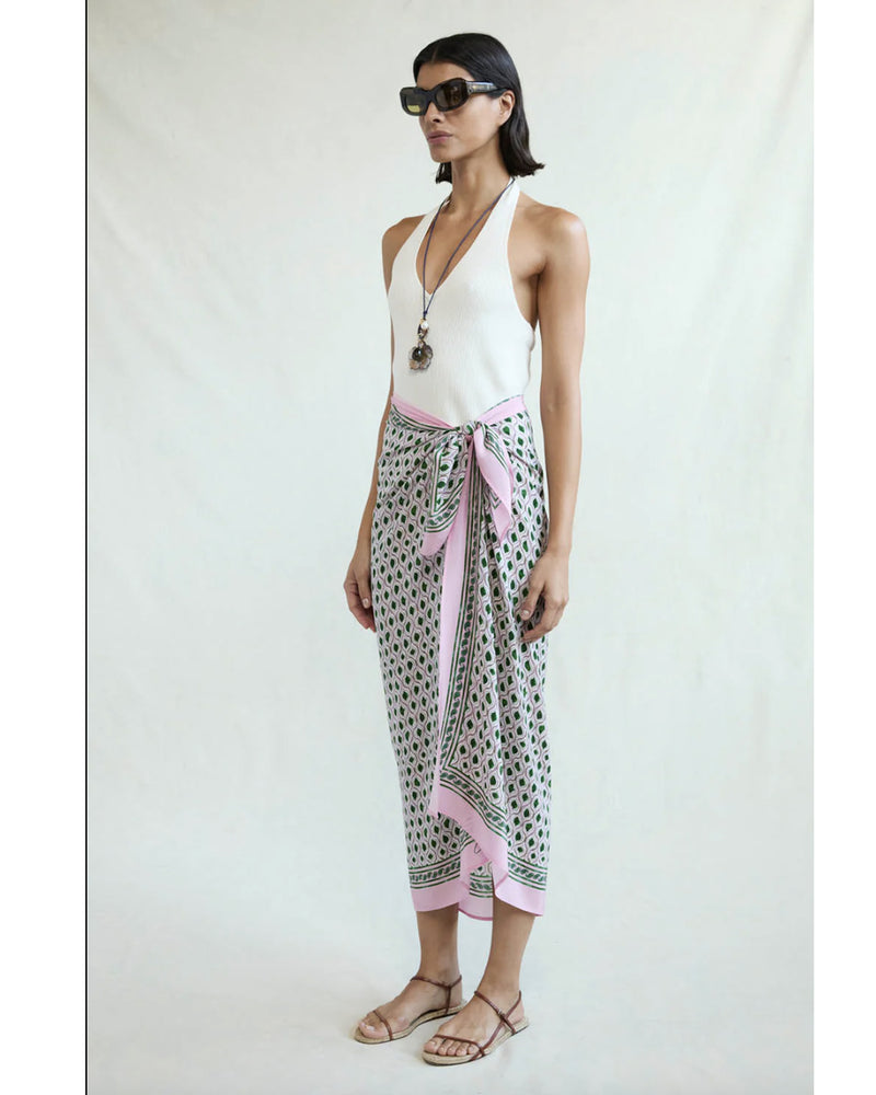 Watercolor Tile Print Sarong - Green