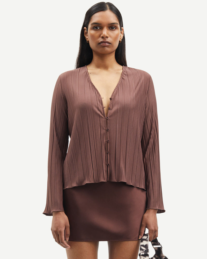 Sauma Pleated Blouse | Brown Stone