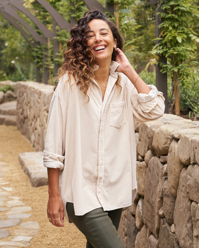 Shirley Oversized Corduroy Shirt | Vintage White