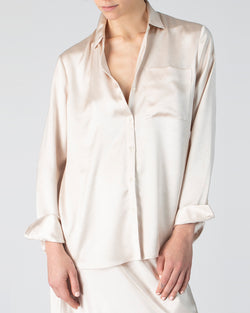 Cracked Satin Boyfriend Shirt | Vanilla