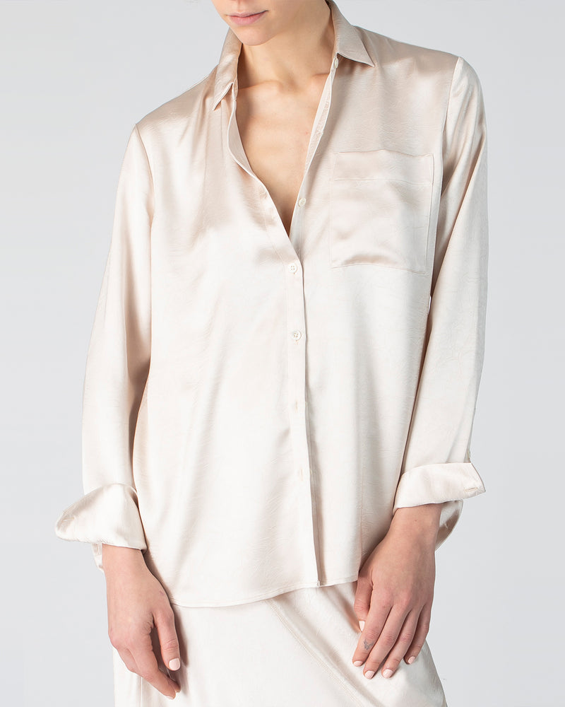 Cracked Satin Boyfriend Shirt | Vanilla