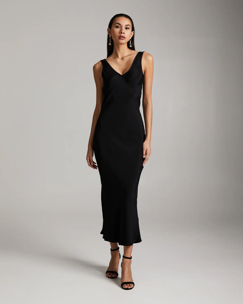 Silk Crepe Double V Slip Dress | Black Well Heeled Silk Crepe Double V Slip Dress | Black Well Heeled