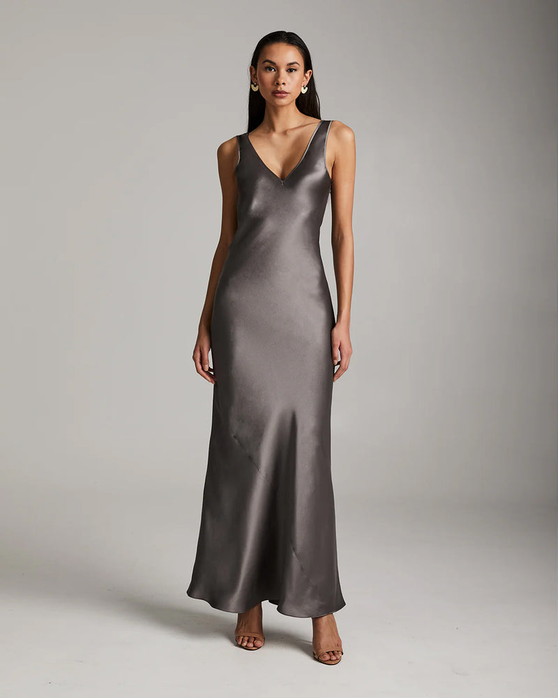 Double V Slip Dress | Silver Mink Well Heeled Double V Slip Dress | Silver Mink Well Heeled