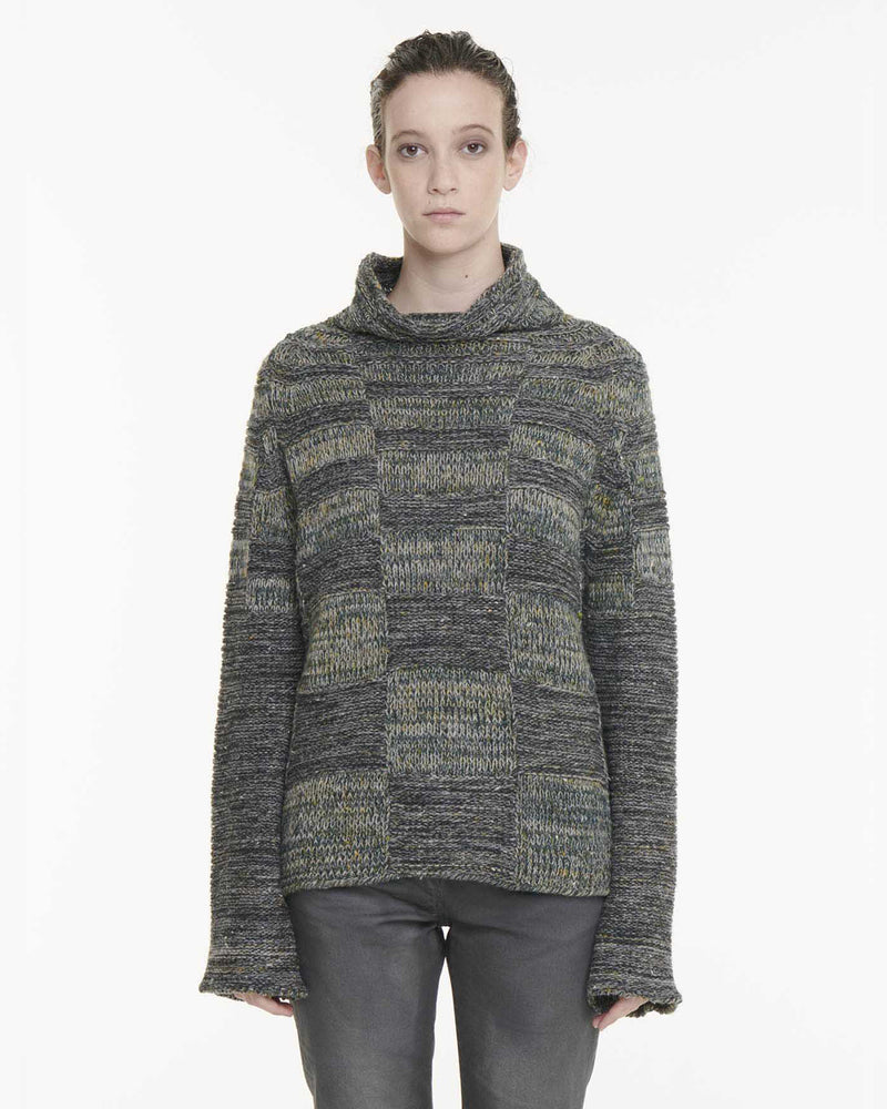 T Neck Patchwork Pullover | Multi