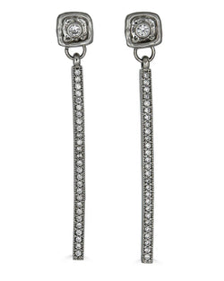 Loni Paul Silver Crystal Bar Earrings Silver at well heeled