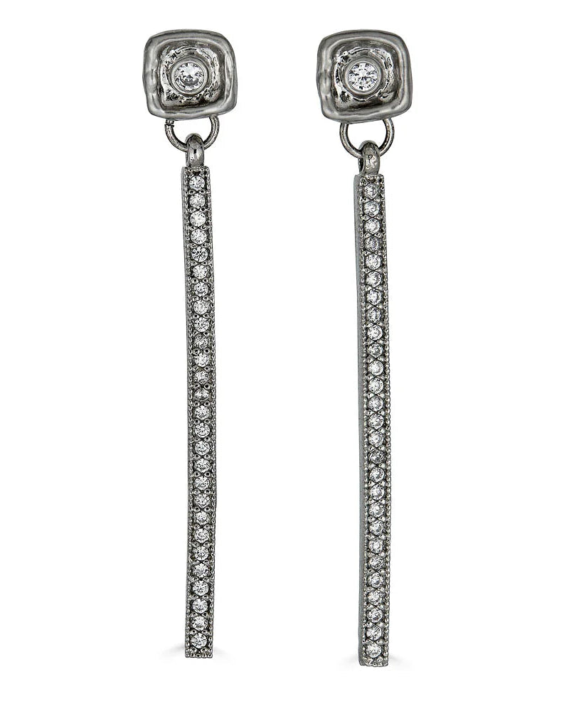Loni Paul Silver Crystal Bar Earrings Silver at well heeled