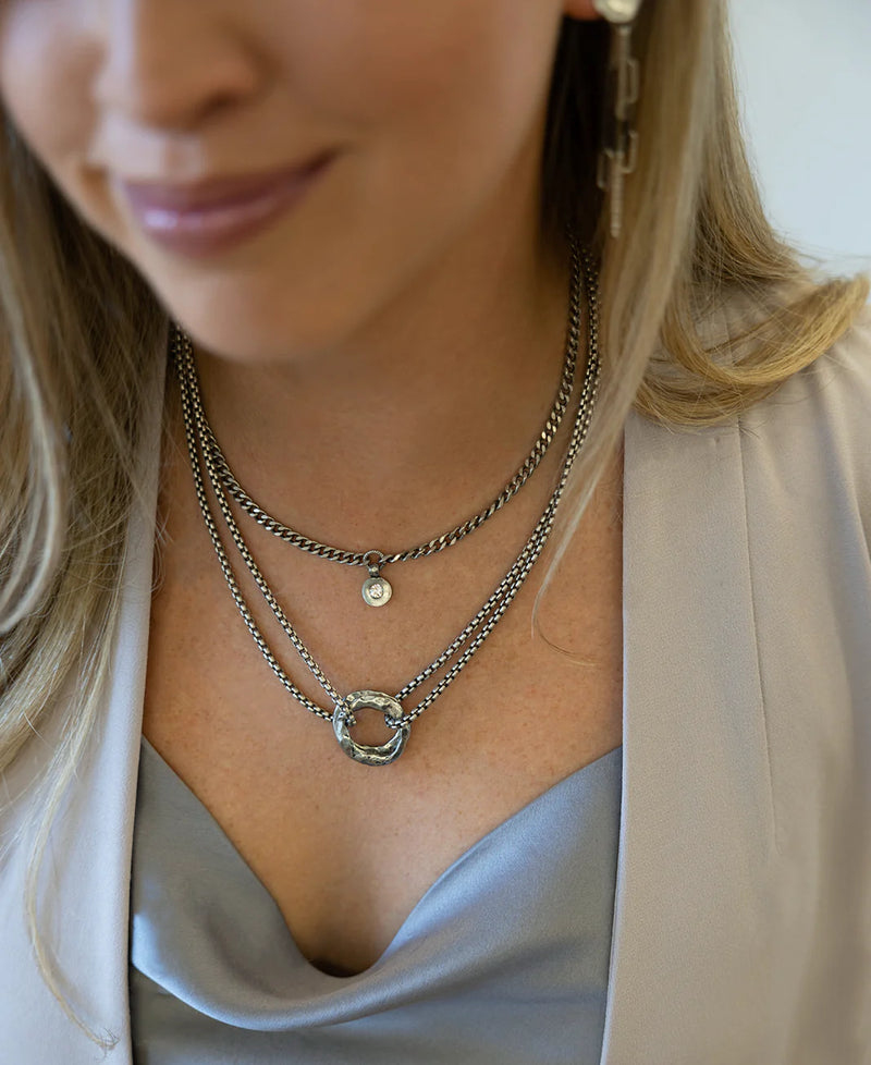 Silver Double Circle Necklace