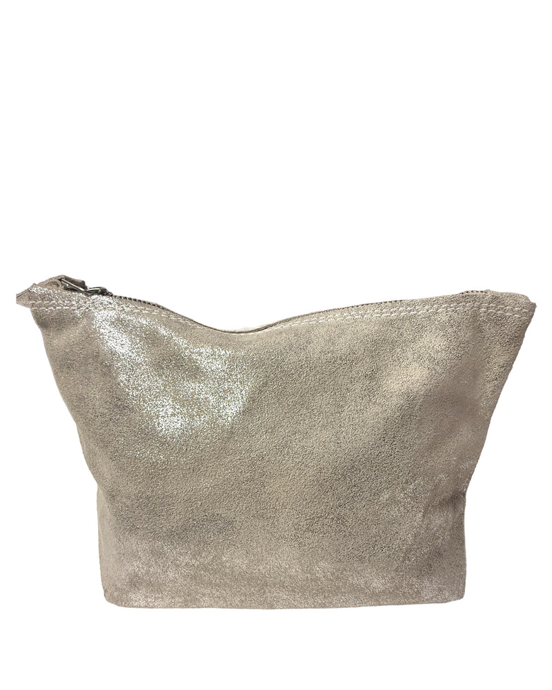 Studio Caleidoscope Big Leather Pouch | Silver stowe vt boutique