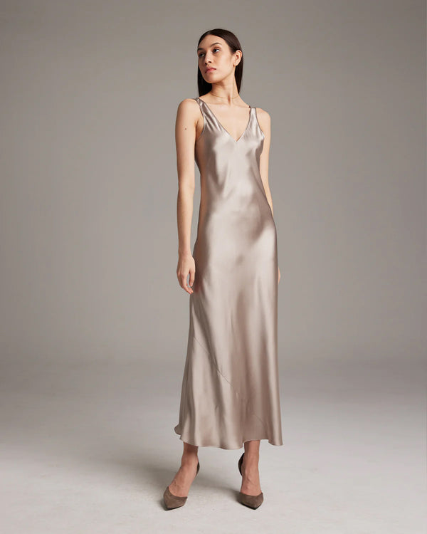 V Neck Slip Dress | Silver