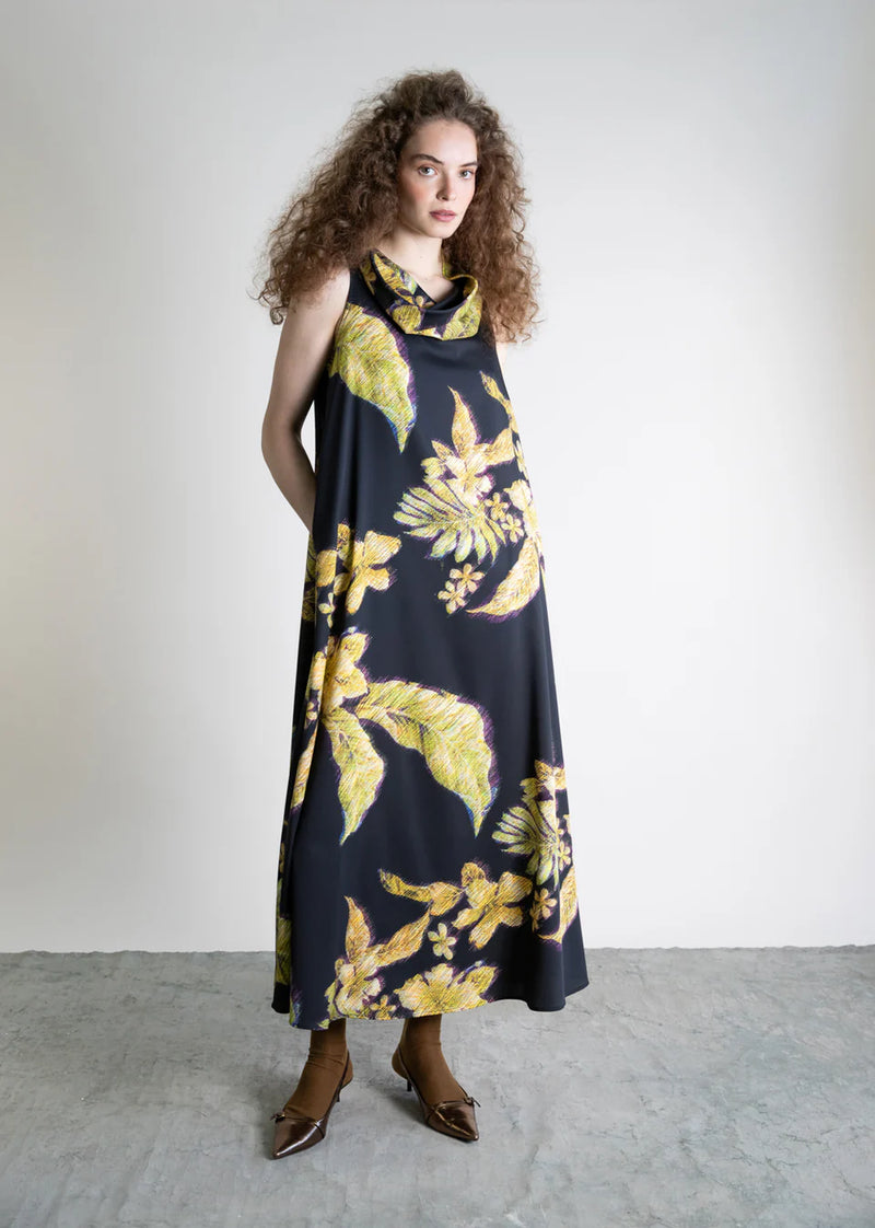 Women's Drapeneck Dress | Gold