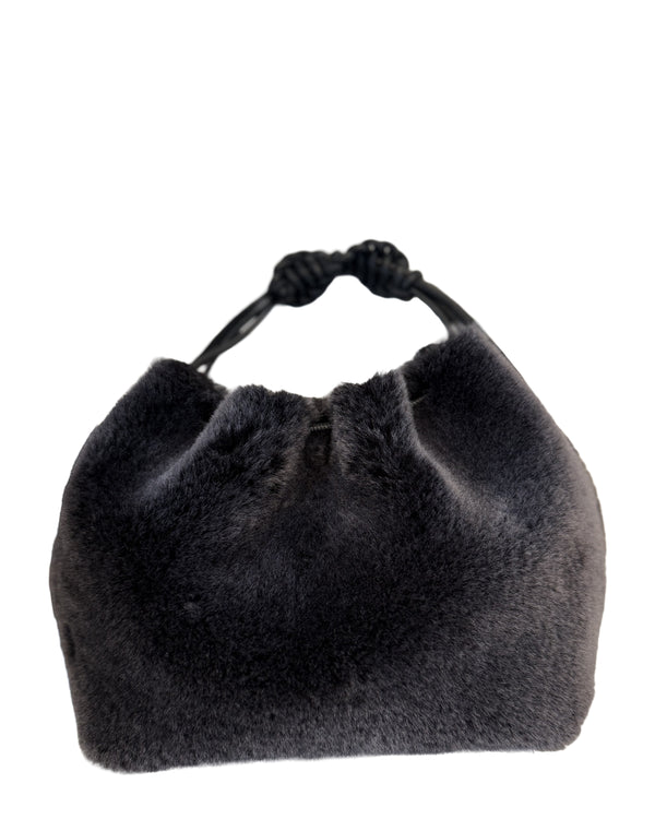 Mini Drawstring Shearling | Black Snowtop Shearling