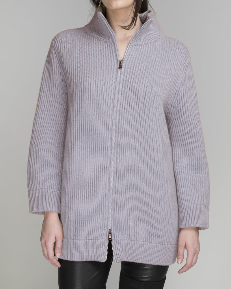 Mock Neck Zip Sweater | Snow