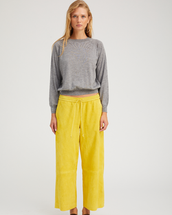 Cropped Baggy Leather Pants | Limoncello