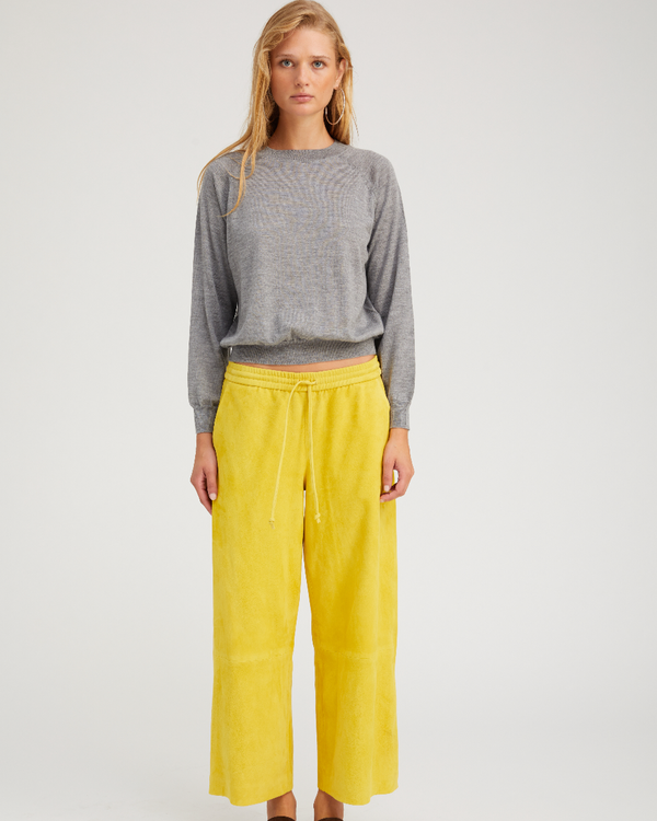 Cropped Baggy Leather Pants | Limoncello