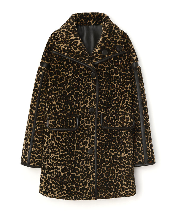 Grenn Pilot Stef Collared Jacket in Leopard on white background well heeled vermont