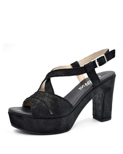 Tahlia Platform Sandal | Black Suede