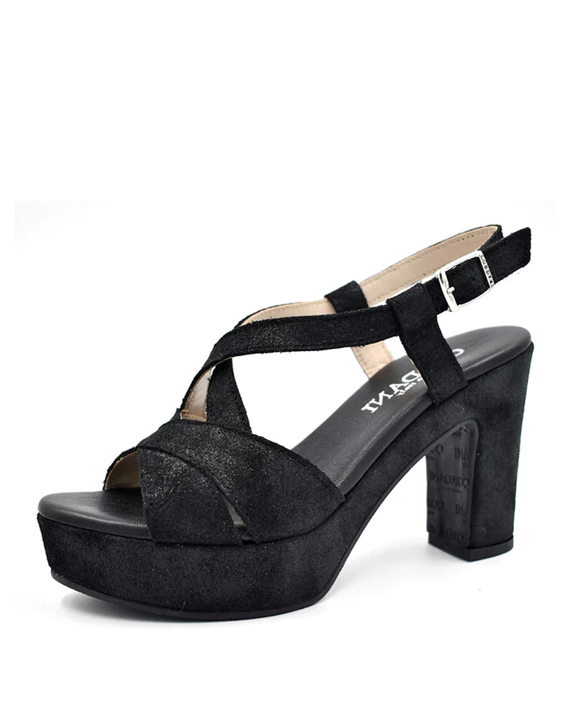 Tahlia Platform Sandal | Black Suede