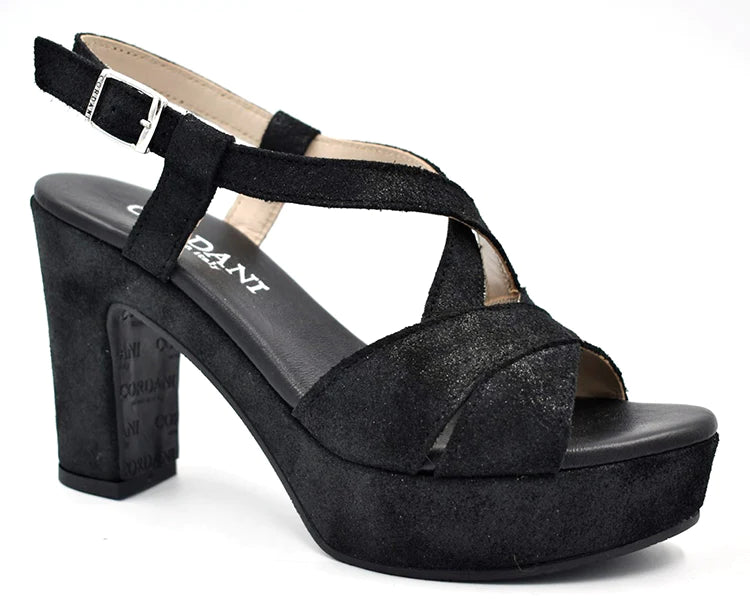 Tahlia Platform Sandal | Black Shimmer