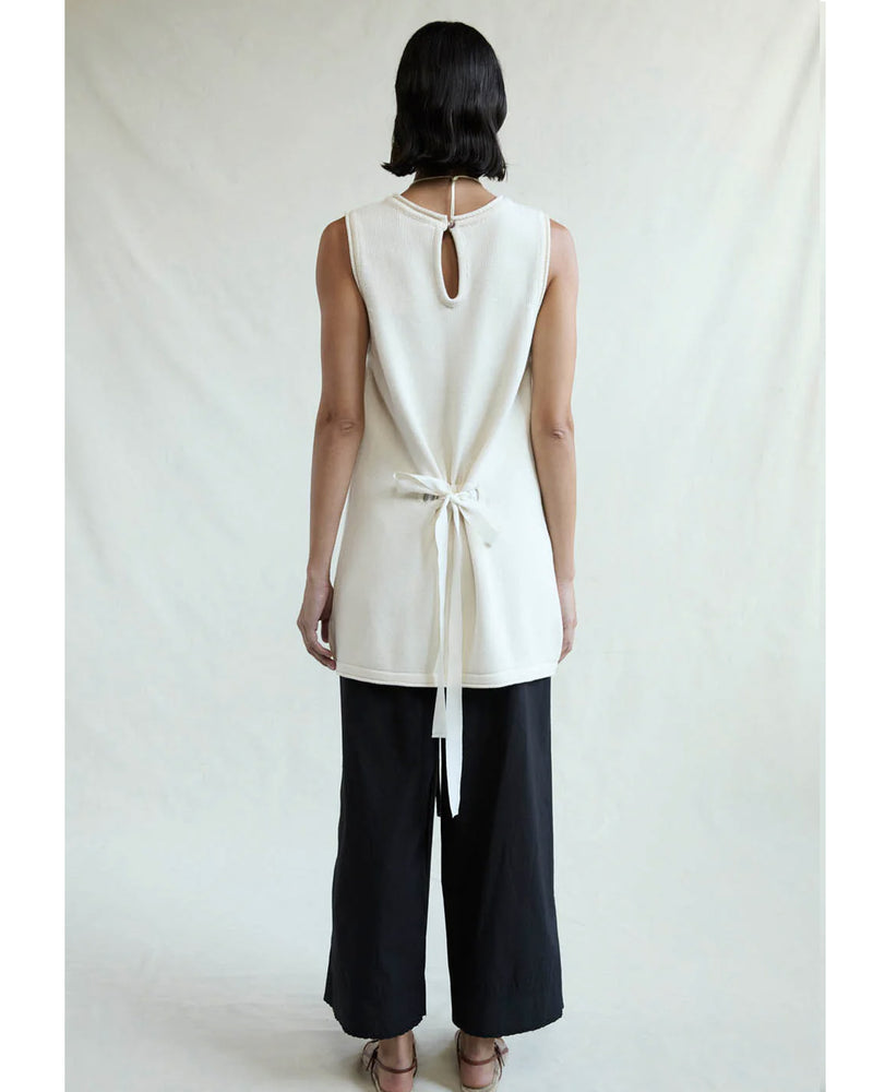 Exaggerated Knit Tank - Eggshell
