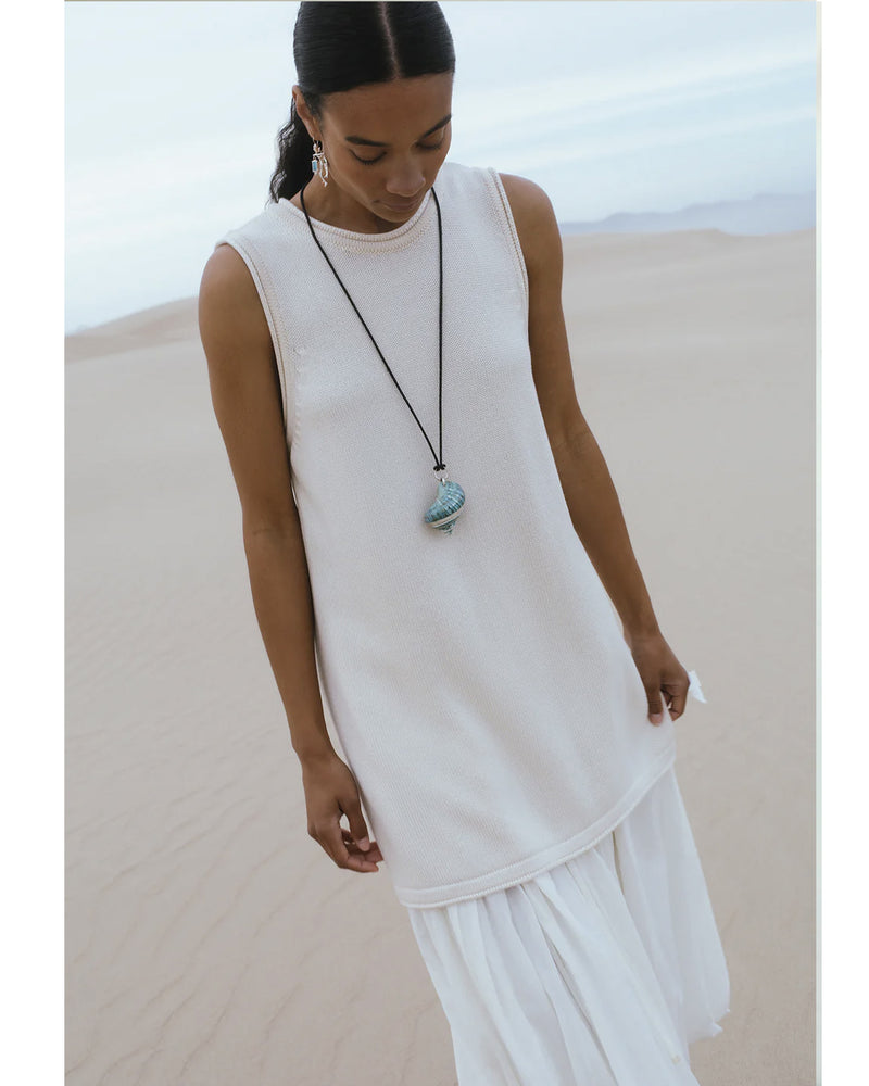 Exaggerated Knit Tank - Eggshell