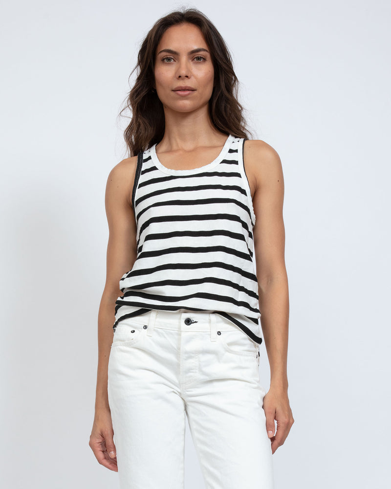 Thin Stripe Tank | White