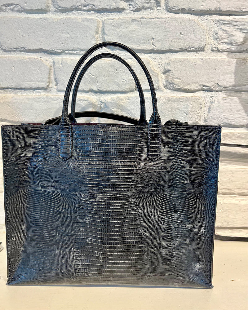 Small Harbor Tote | Vintage Black Lizard