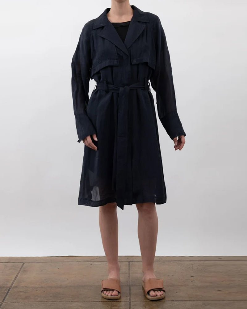 Vihana Sheer Trench Coat Indigo Well Heeled