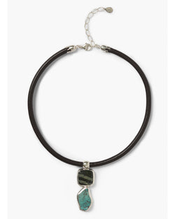 Chan Luu Turquoise Geometric Necklace on Leather well heeled stowe vt