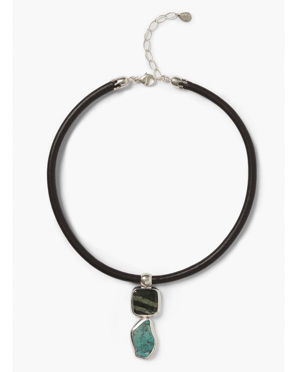 Chan Luu Turquoise Geometric Necklace on Leather well heeled stowe vt