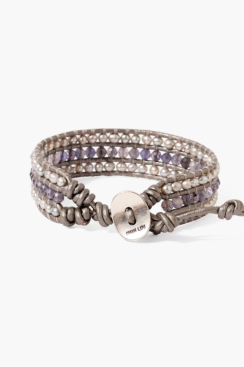 Grey Pearl Single Wrap Bracelet