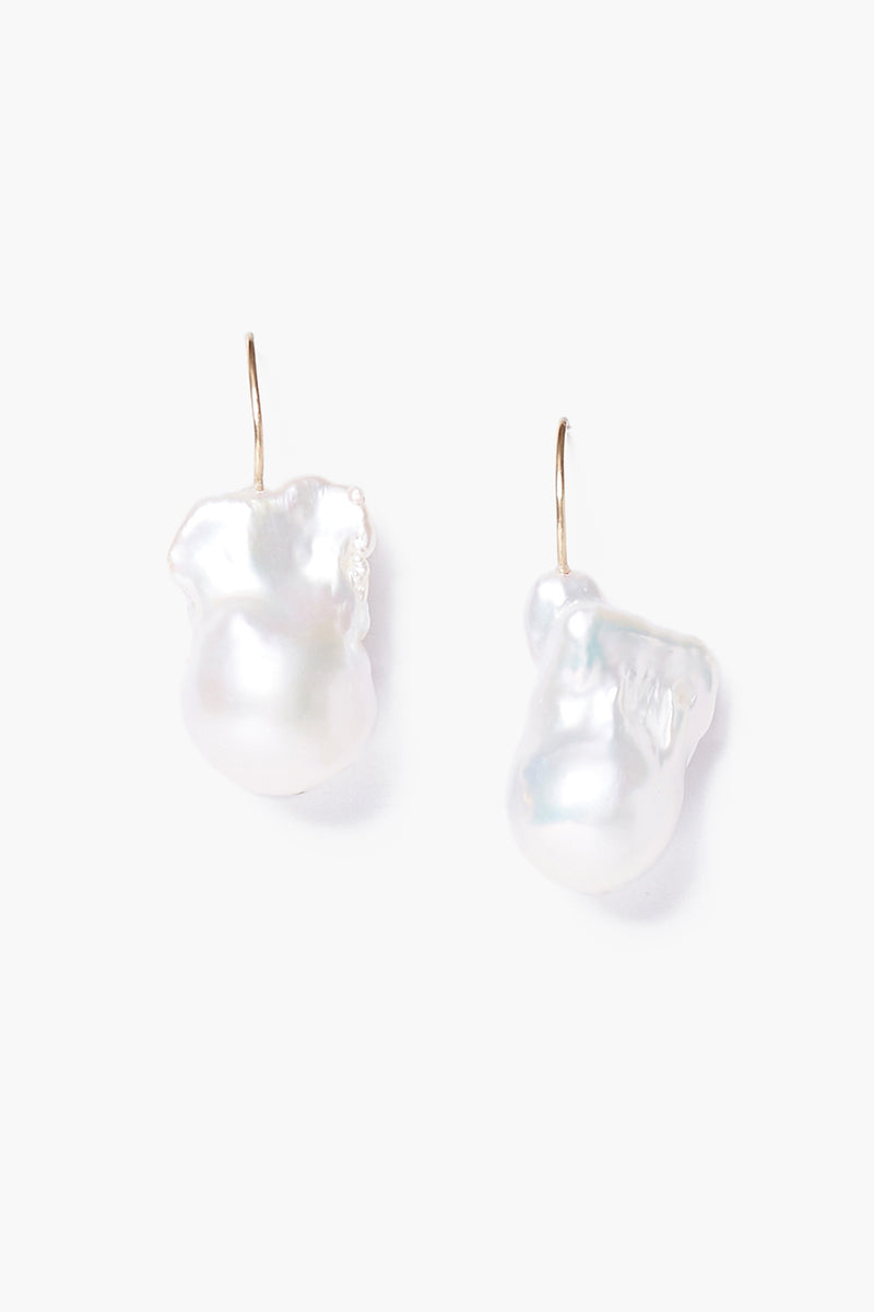 18K Baroque White Pearl Drop Earrings