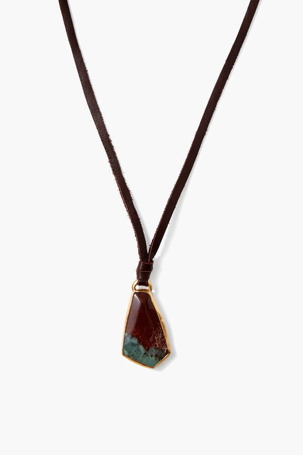 Chrysoprase on Leather Necklace