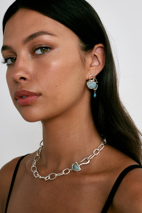 Aquamarine Luna Chain Necklace